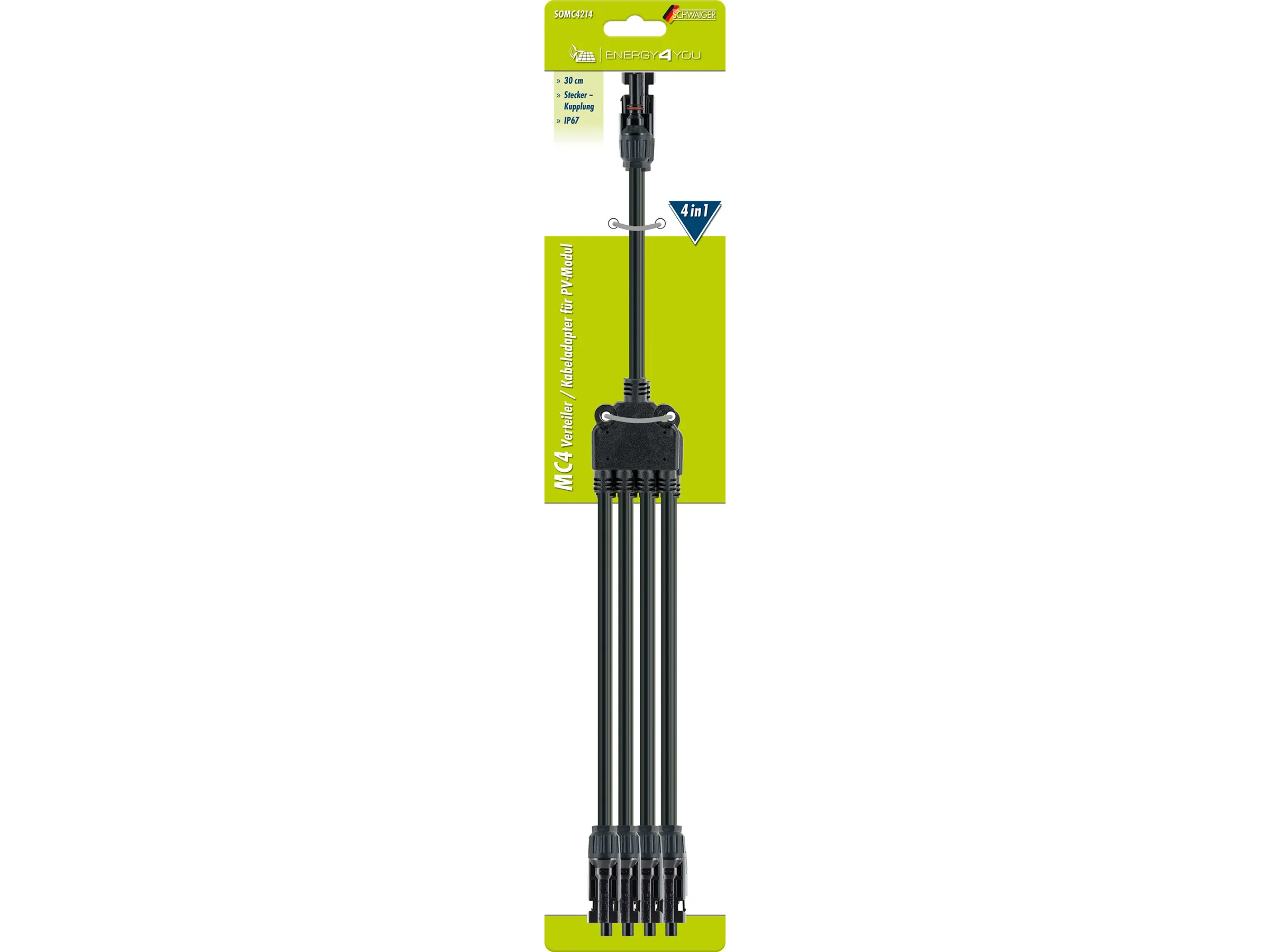 Schwaiger Solar-Adapterkabel-Set 4in1 für PV-Modul – 30 cm